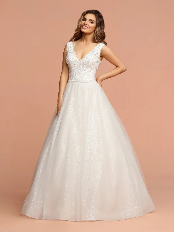 Davinci Bridal 50589 Long Glitter Shimmer Tulle Ballgown Lace Wedding Dress