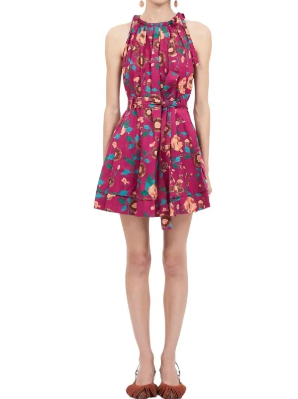 Brienne Dress In Ruby Flora