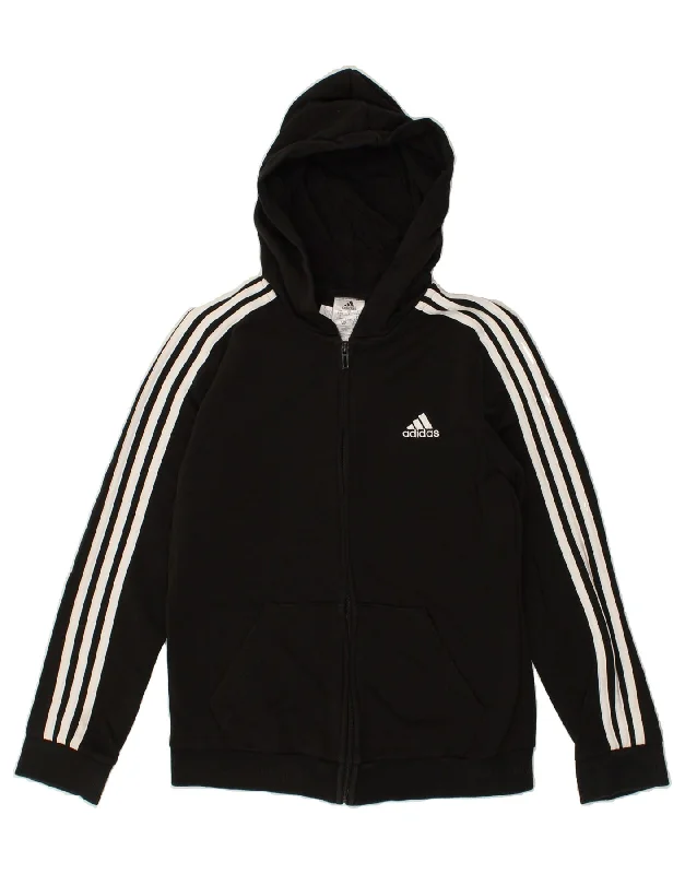 Daily Deals ADIDAS Womens Zip Hoodie Sweater UK 8/10 Small Black Cotton