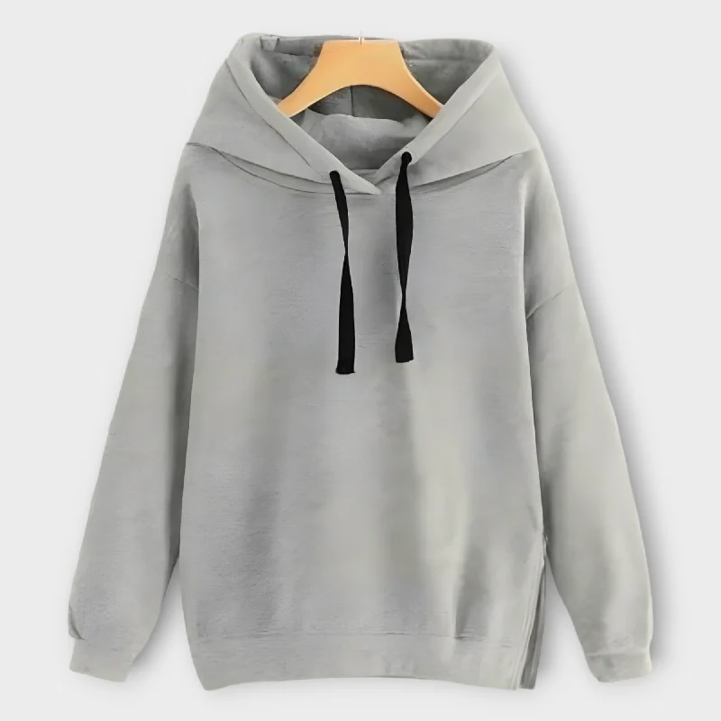 Reduced Prices Winter Gray Basic Hoodie For Women's