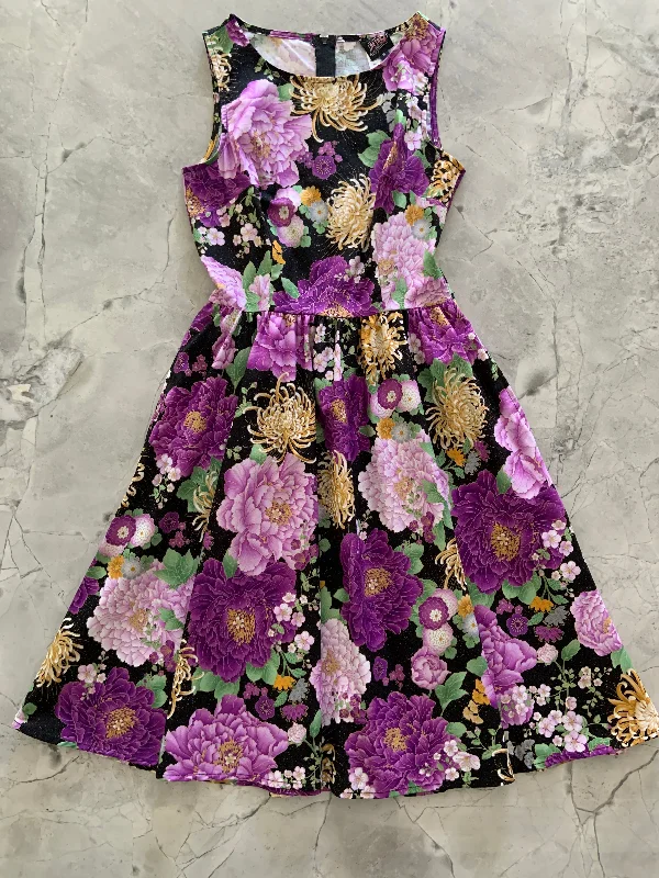 Seasonal Sale Purple Metallic Floral Vintage Dress