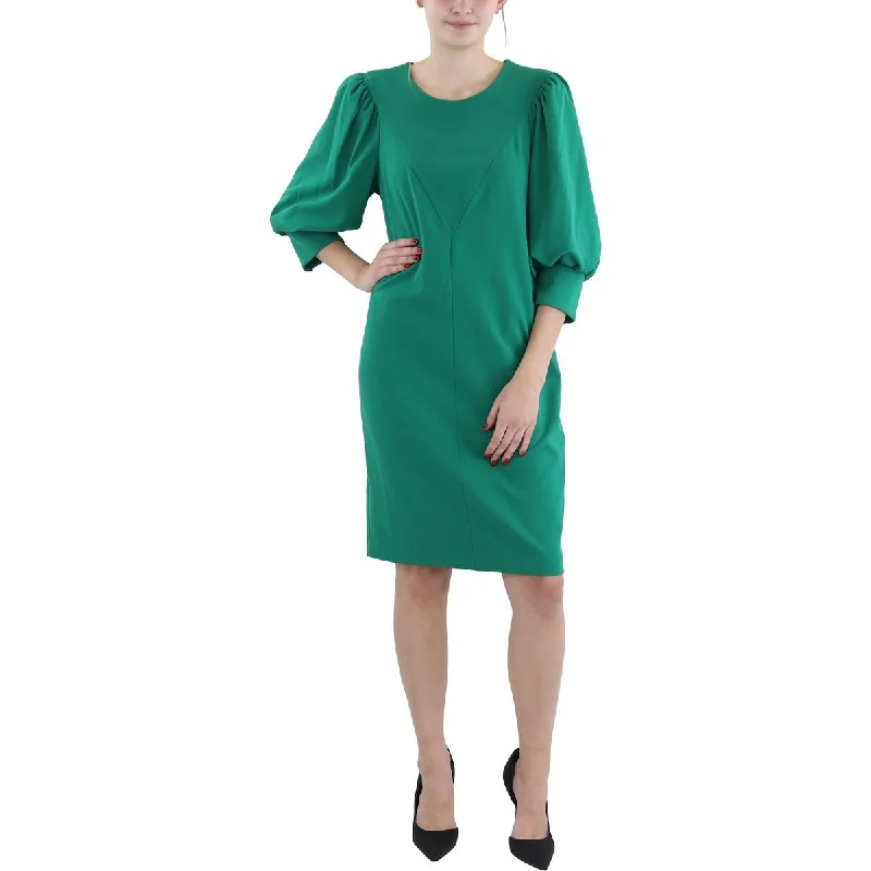 Womens Gathered Above Knee Sheath Dress