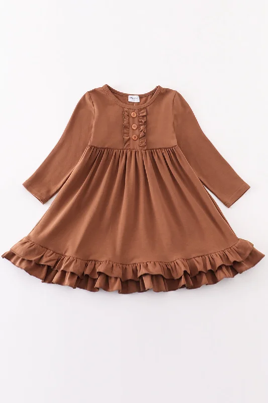 Limited Edition Chocolate ruffle girl dress