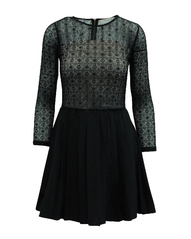 Sandro Paris Jeanette Lace Dress in Black Polyester