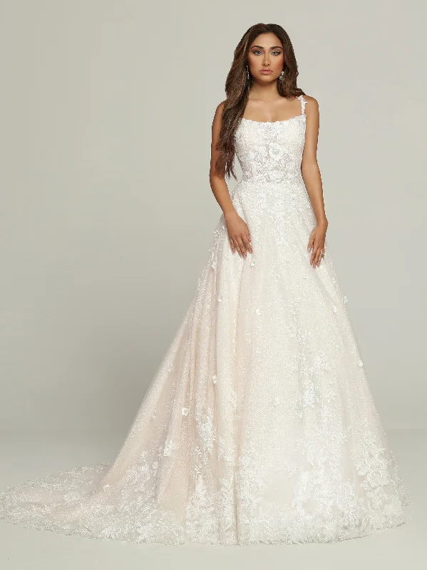 Davinci Bridal 50699 A Line Ballgown 3D Lace Wedding Dress Shimmer Tulle Bridal Gown