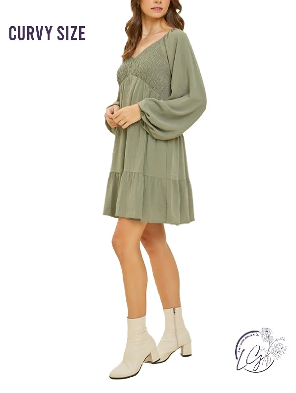TIME-Limited Offer Curvy Whispering Willow Tiered Ruffleflare Dress