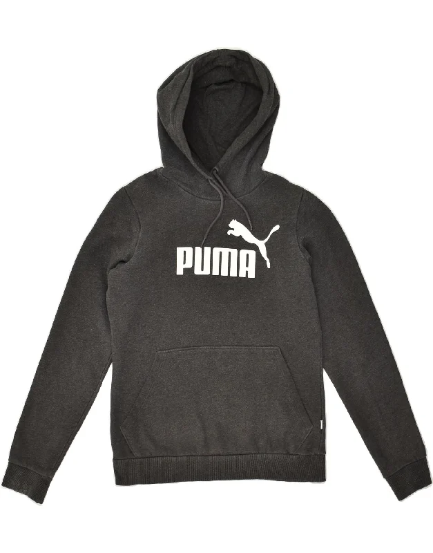 PUMA Womens Graphic Hoodie Jumper UK 10 Small  Grey Polyester