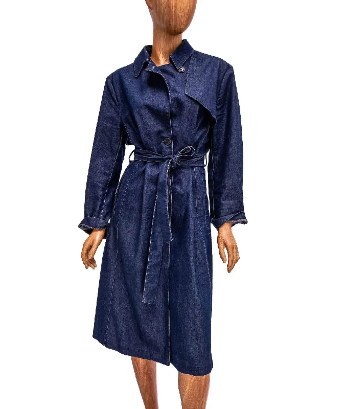 Instant Savings Trench Coat with Button Closure and Waist Tie