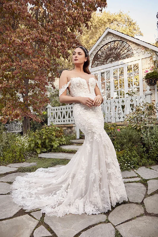Price Smash Casablanca Bridal 2491 detachable sleeves strapless plunging neckline lace fit and flare floral appliques sequin beading long gown