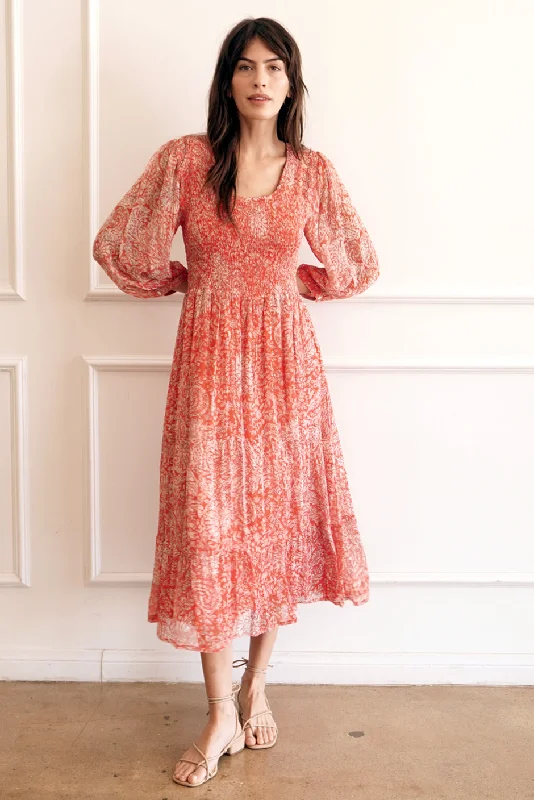 Big Savings Stella Midi Dress in Chili Flower