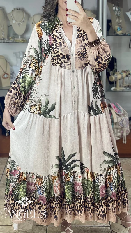 Big Savings Leopard Jungle OS Maxi Dress