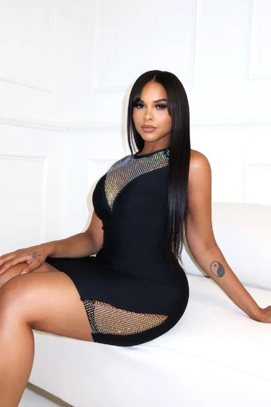 Online Exclusive Moment Bandage Rhinestone Mini Dress