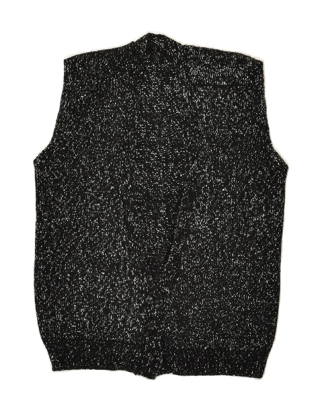 Bargain Bin VINTAGE Womens Sleeveless Cardigan Sweater UK 8 Small Black