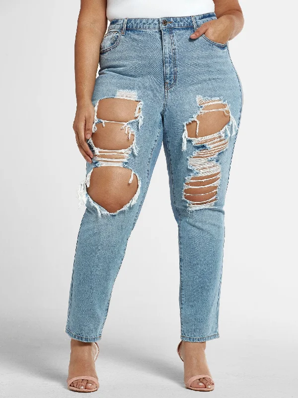 Sale Event High Rise Blowout Straight Leg Jeans - Short Inseam