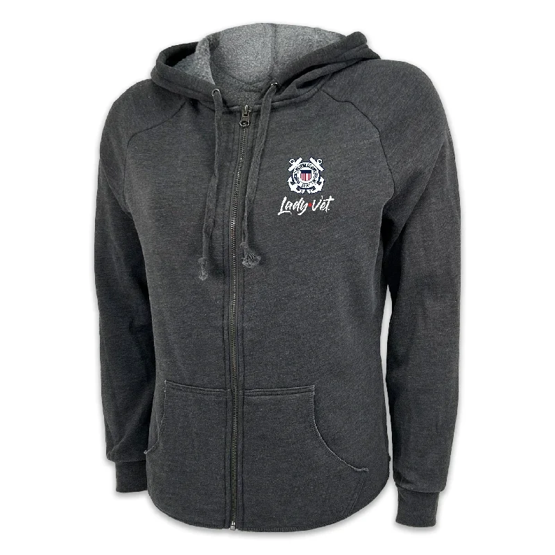 Major Savings Coast Guard Lady Vet Ladies Full Zip Hood (4 colors available)