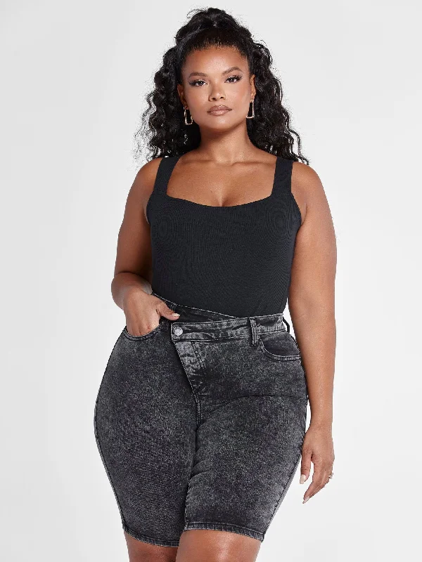 Major Savings Gia Square Neck Rib Knit Tank Top