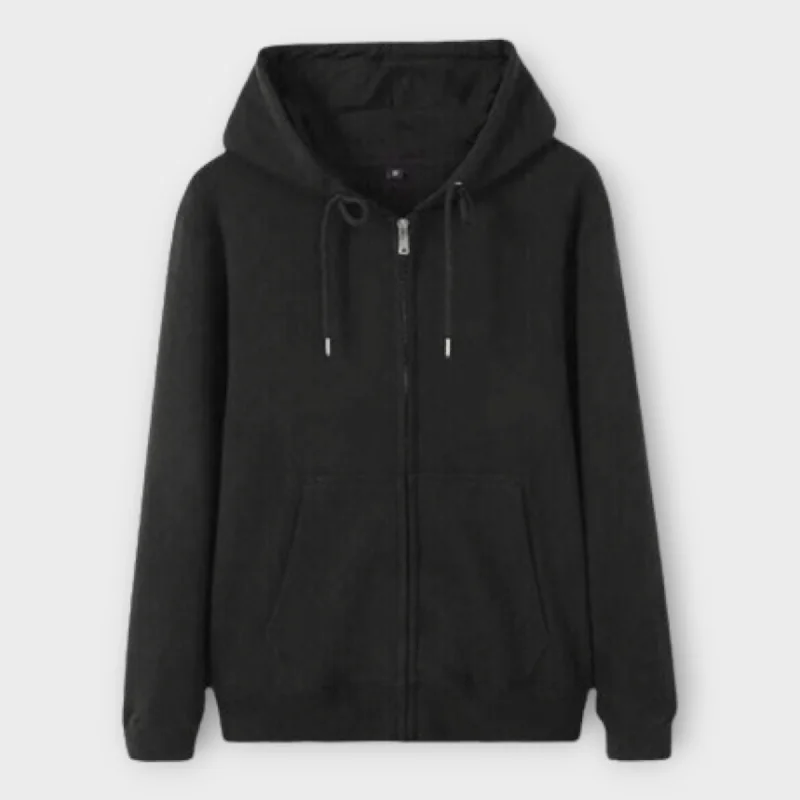 Daily Deals Winter Basic Black Zipper Hoodie