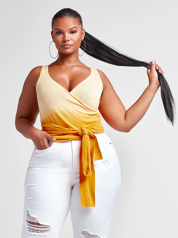 Price Slash Heather Knit Ombre Wrap Top