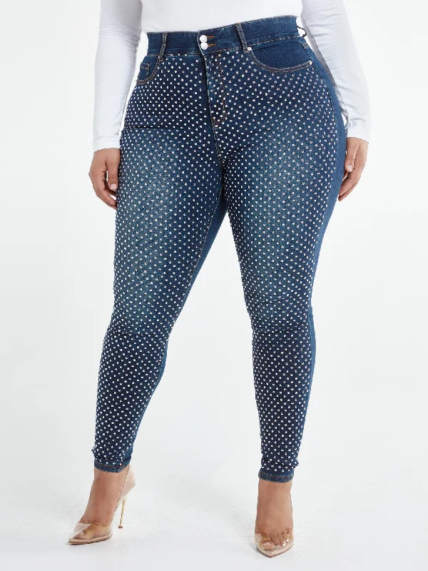 Price Drop Alert Medium Wash High Rise Studded Curvy Skinny Jeans