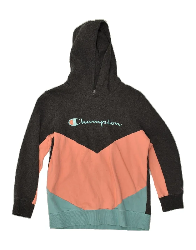 Take Advantage CHAMPION Womens Slim Graphic Hoodie Jumper UK 18 XL Grey Colourblock