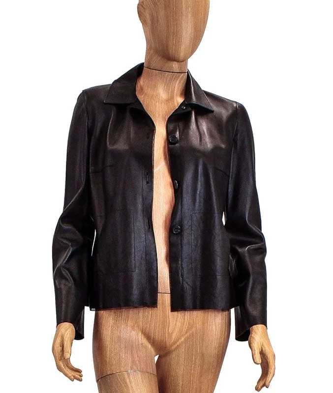 Deal Explosion Leather Button Down Jacket