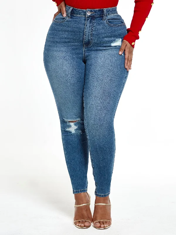 Price Smash Dark Wash Super Skinny Destructed Jeans