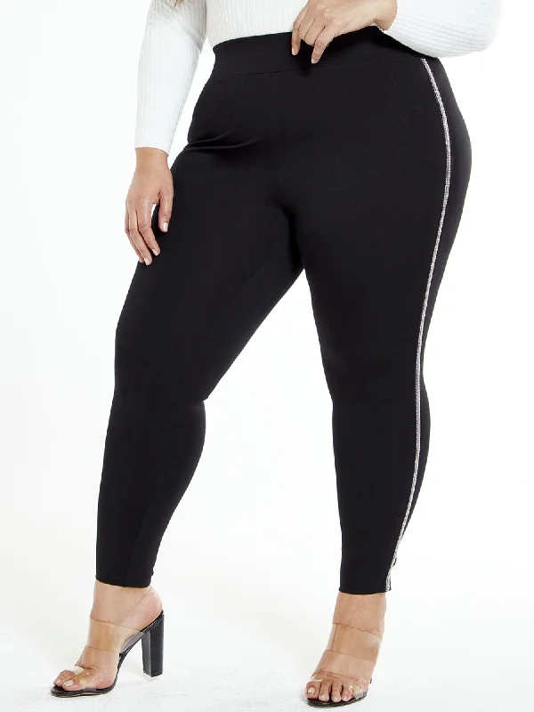 Quick Sale Shalon Rhinestone Side Detail Ponte Pants