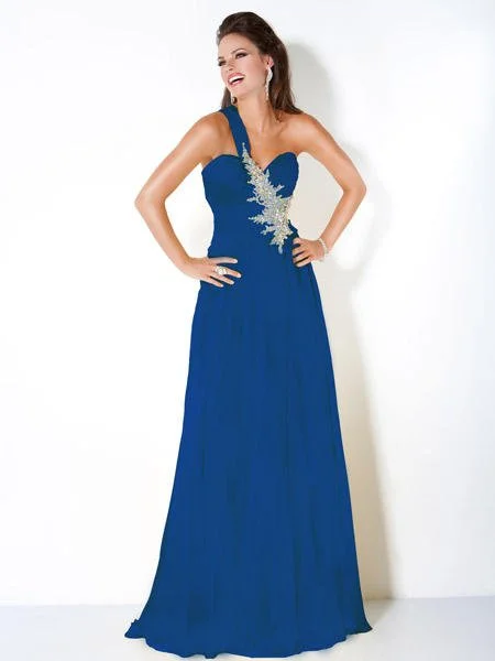 Jovani 111042 Size 14 Royal Long One Shoulder Formal Prom Dress A Line Gown