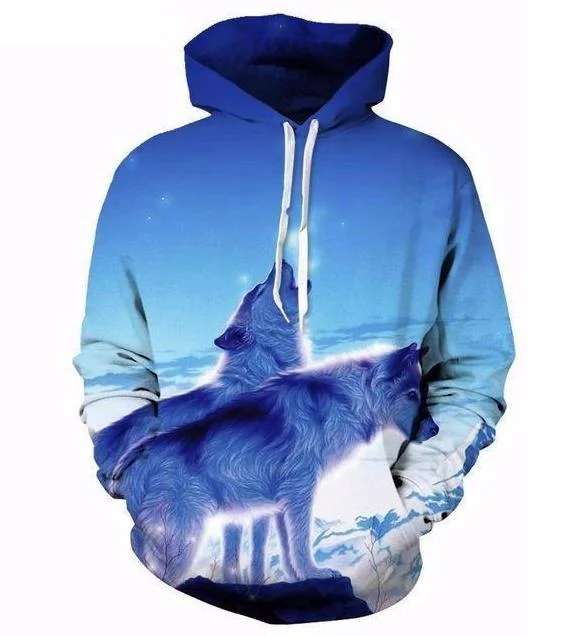 Closeout Ice Howling Wolf Hoodie