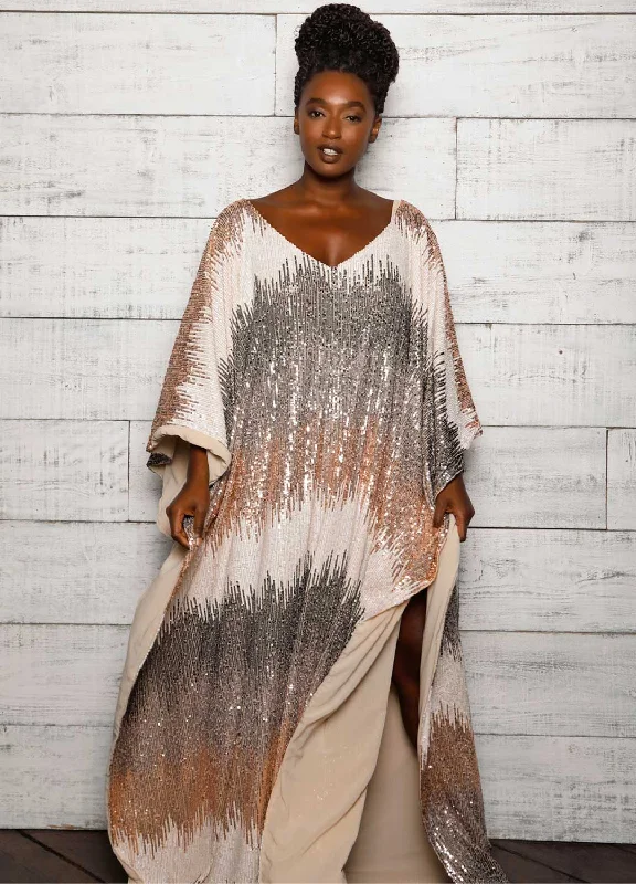 Instant Discount Metallic Sequin Maxi Kaftan