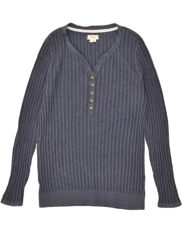 Now or Never FAT FACE Womens V-Neck Jumper Sweater UK 12 Medium  Blue