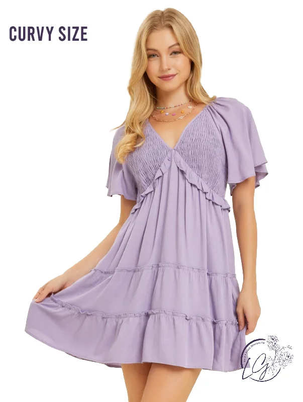 Midnight Madness Curvy Lavender Smock Dress