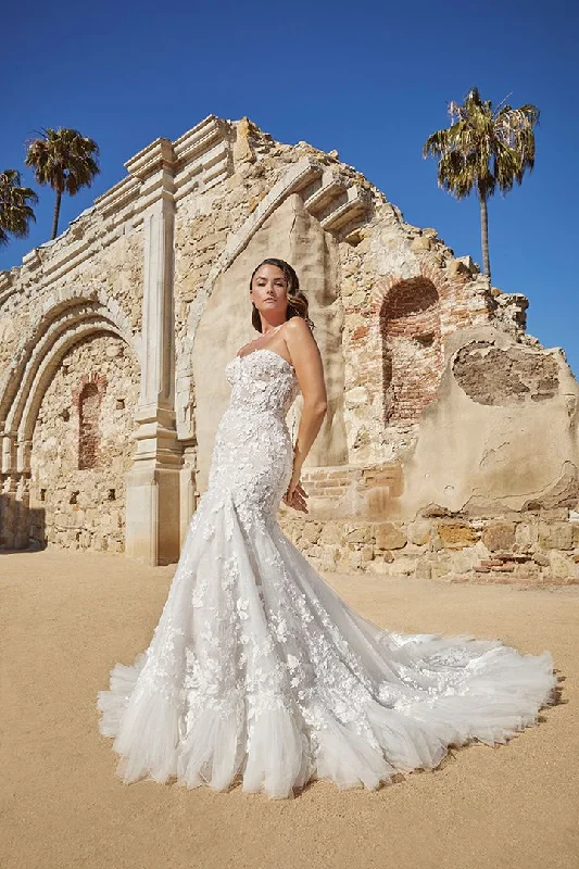 Incredible Offers Casablanca Bridal 2471FB Paulina Wedding Dress Lace Ruffled Hem Detachable Off the Shoulder Sleeves