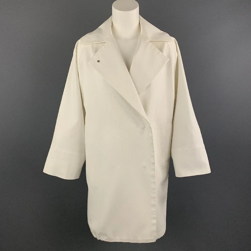 Savings Alert MAX MARA Size 2 White Cotton Hidden Snap Pointed Lapel Coat