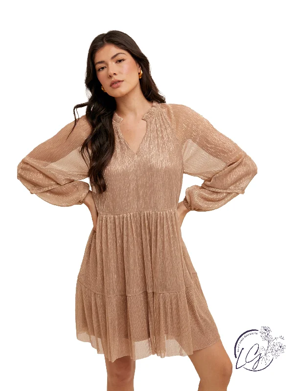 Discount Mania Rose Gold Rain Metallic Dress