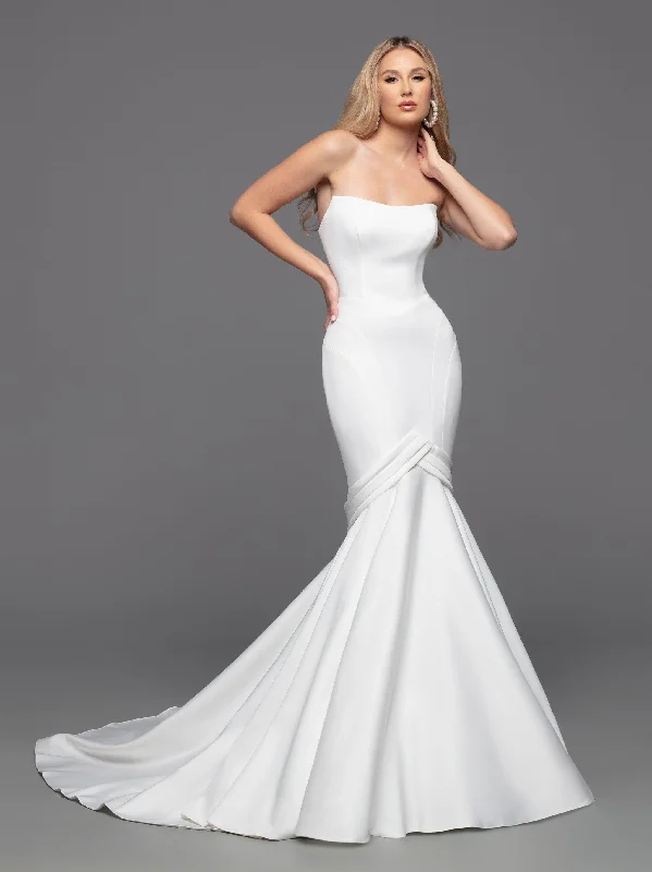Special Savings Davinci Bridal Gown 50816 size 12 Ivory Long Fitted Mermaid Wedding Dress Pointed strapless