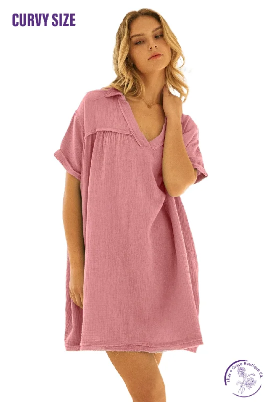 Exclusive Preview Curvy Basic Summer Solid Mini Dress