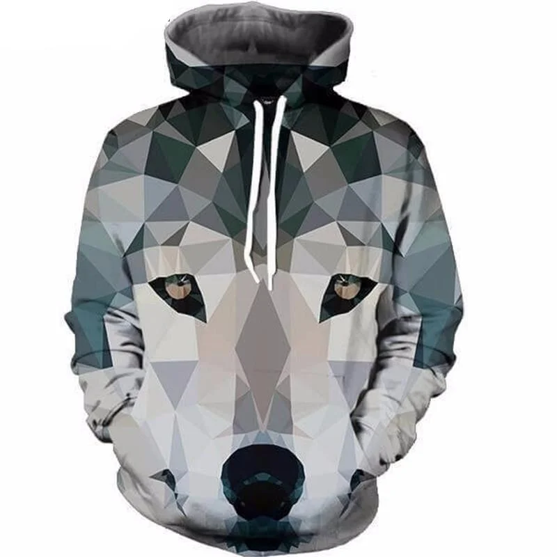 Clearance Sale Geometric Wolf Grey Hoodie