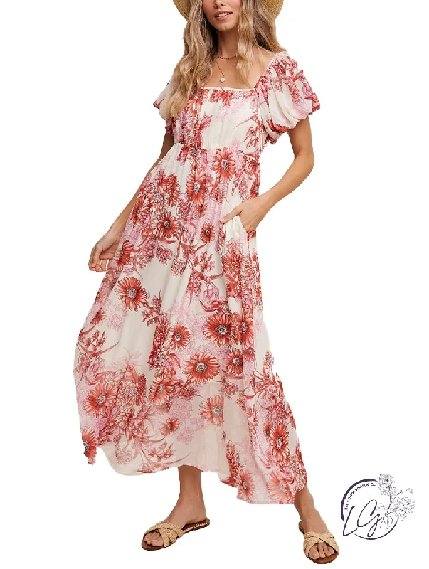 Factory Direct Sale Sun Flower Midi Dress