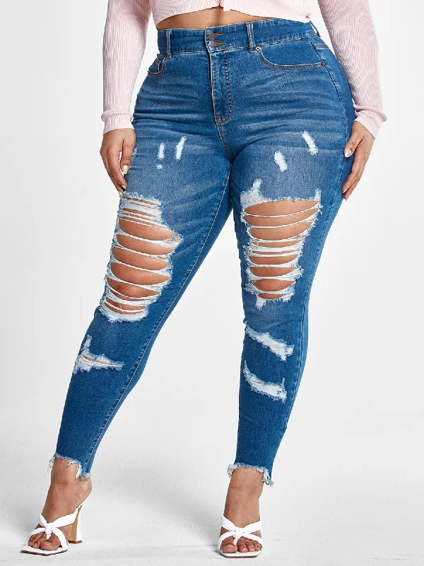 Holiday Sale High Rise Blowout Curvy Fit Skinny Jeans - Short Inseam