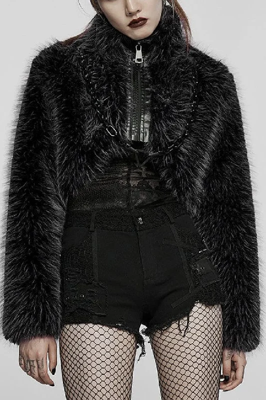Deal of the Week Detachable Chain Long Sleeves Womens Steampunk Short Coat 2 Colors