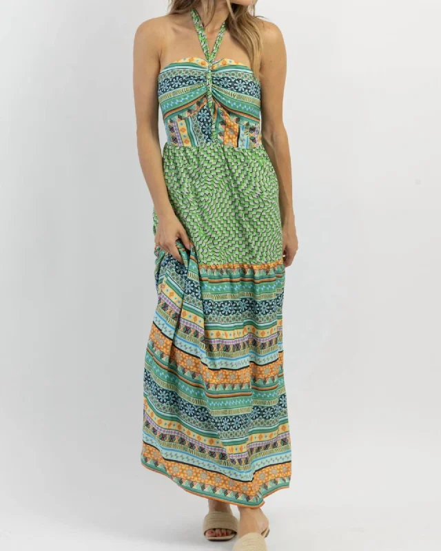 Markdowns Kahuna Halter Maxi Dress In Green | Green