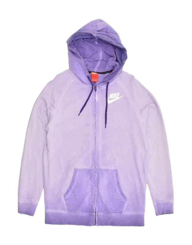 NIKE Womens Zip Hoodie Sweater UK 10 Small Purple Tie Dye Cotton