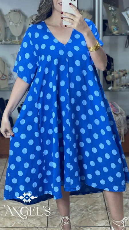 Super Bargain Polkadots OS Midi Dress