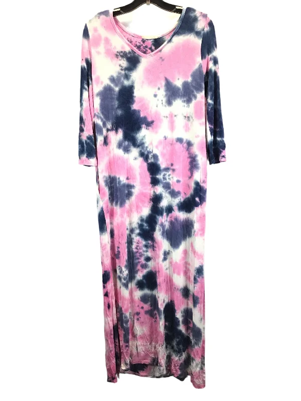 Discount Deals Tie Dye Print Dress Casual Maxi Ee Some, Size L