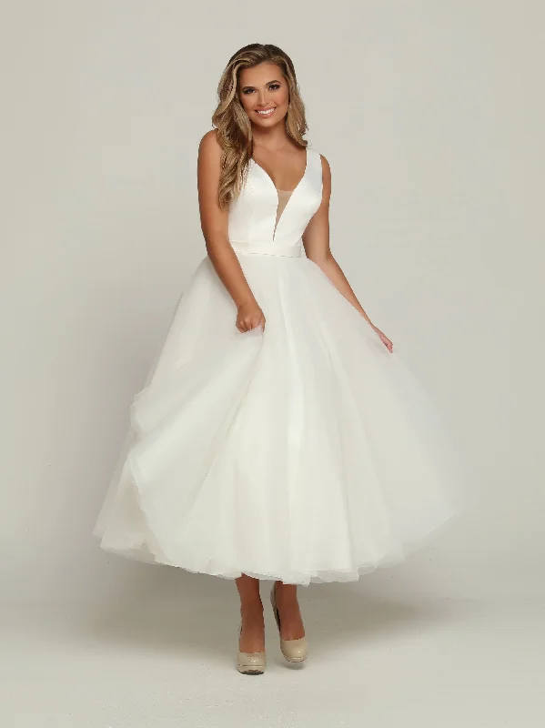 Huge Discounts Davinci Bridal 50685 Size 8  White Tea length Ballgown removable skirt wedding dress Bridal Gown Tulle