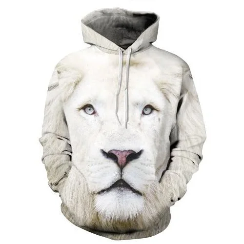 Price Cut 3D White Lion Hoodie