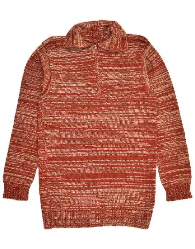 Take Advantage VINTAGE Womens Zip Neck Jumper Sweater UK 14 Medium Red