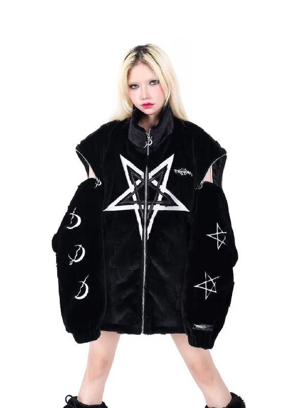 PINKSPINK Occult Symbols Velvet Bomber Jacket - Black