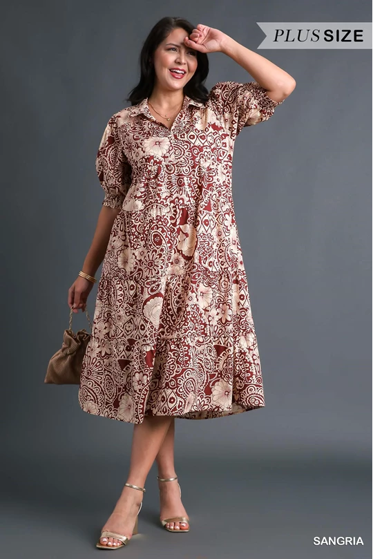 Members Only Abstract Print Midi Dress